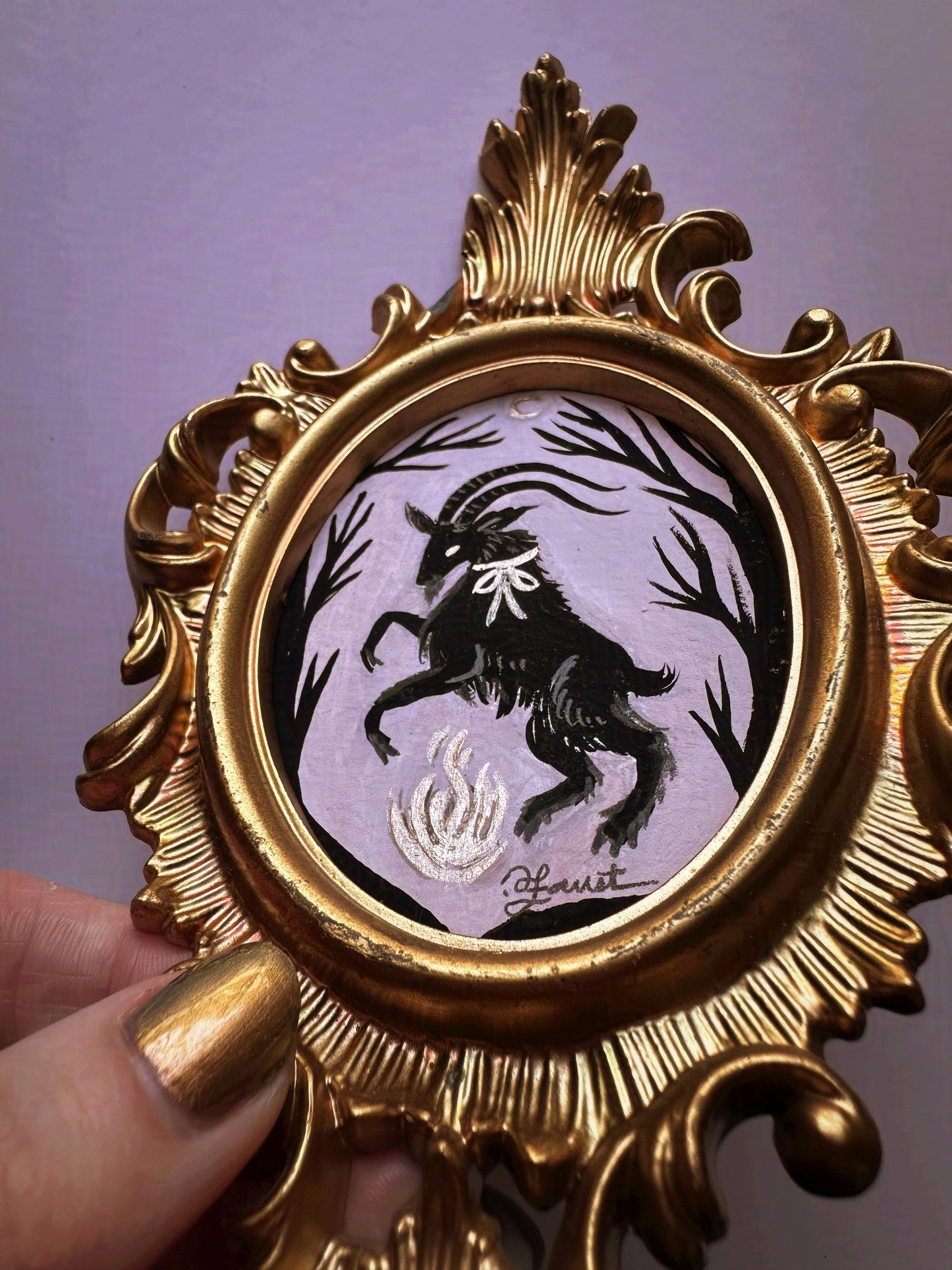 The Dance 🎃 Framed Mini Original Drawlloween Painting