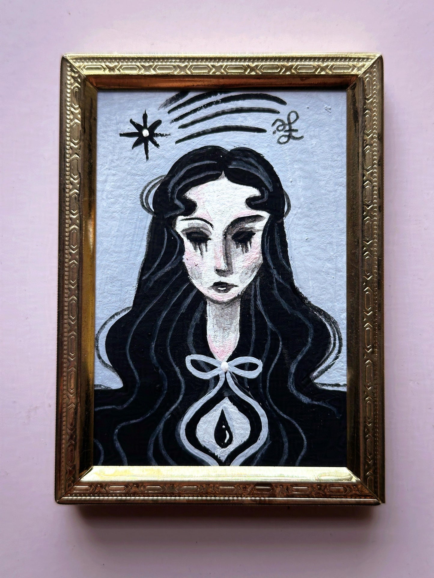 Dark Water 🎃 Framed Mini Original Drawlloween Painting