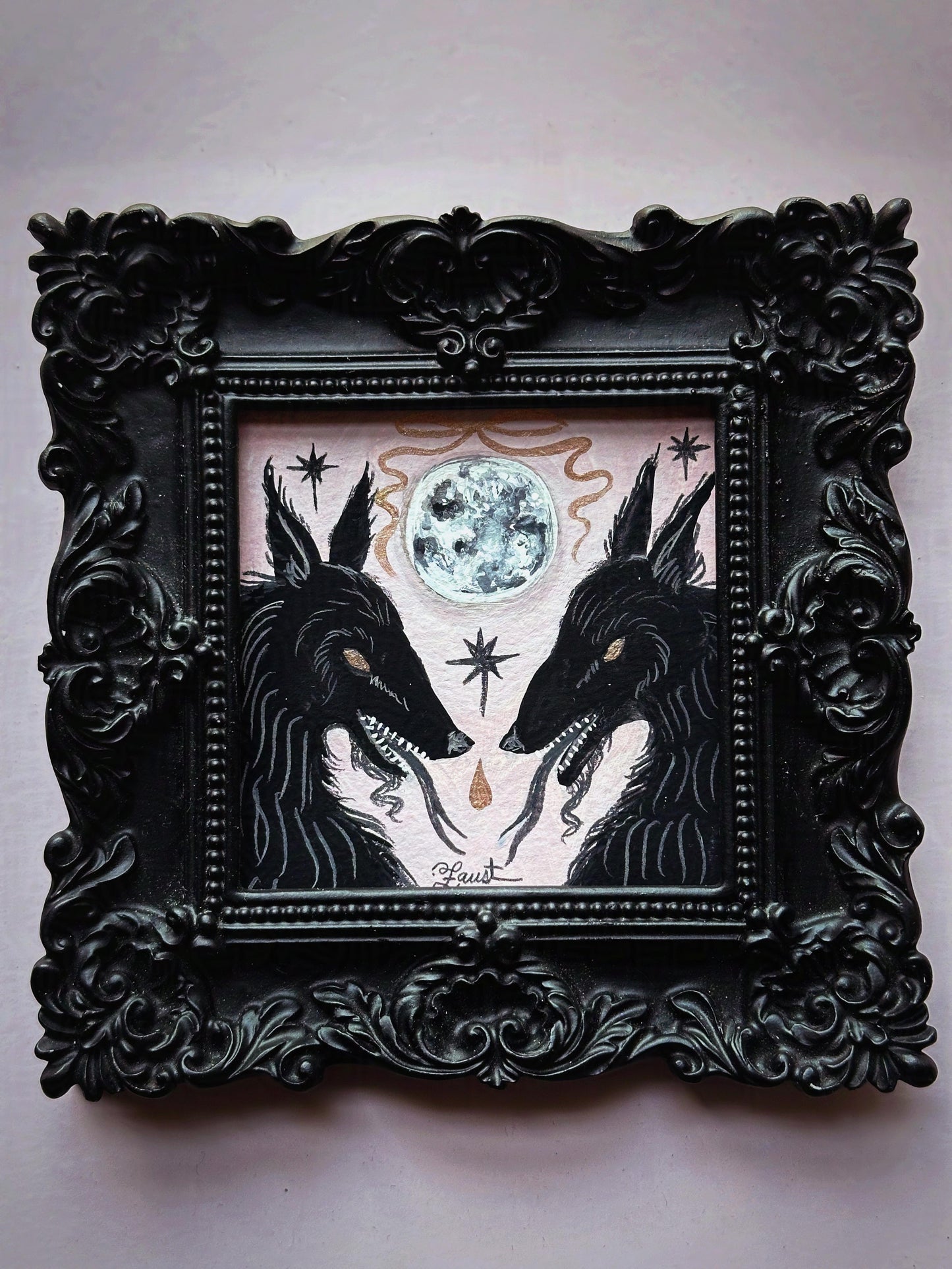 Beasts, Bows & Bloodlust 🎃 Framed Original Drawlloween Painting