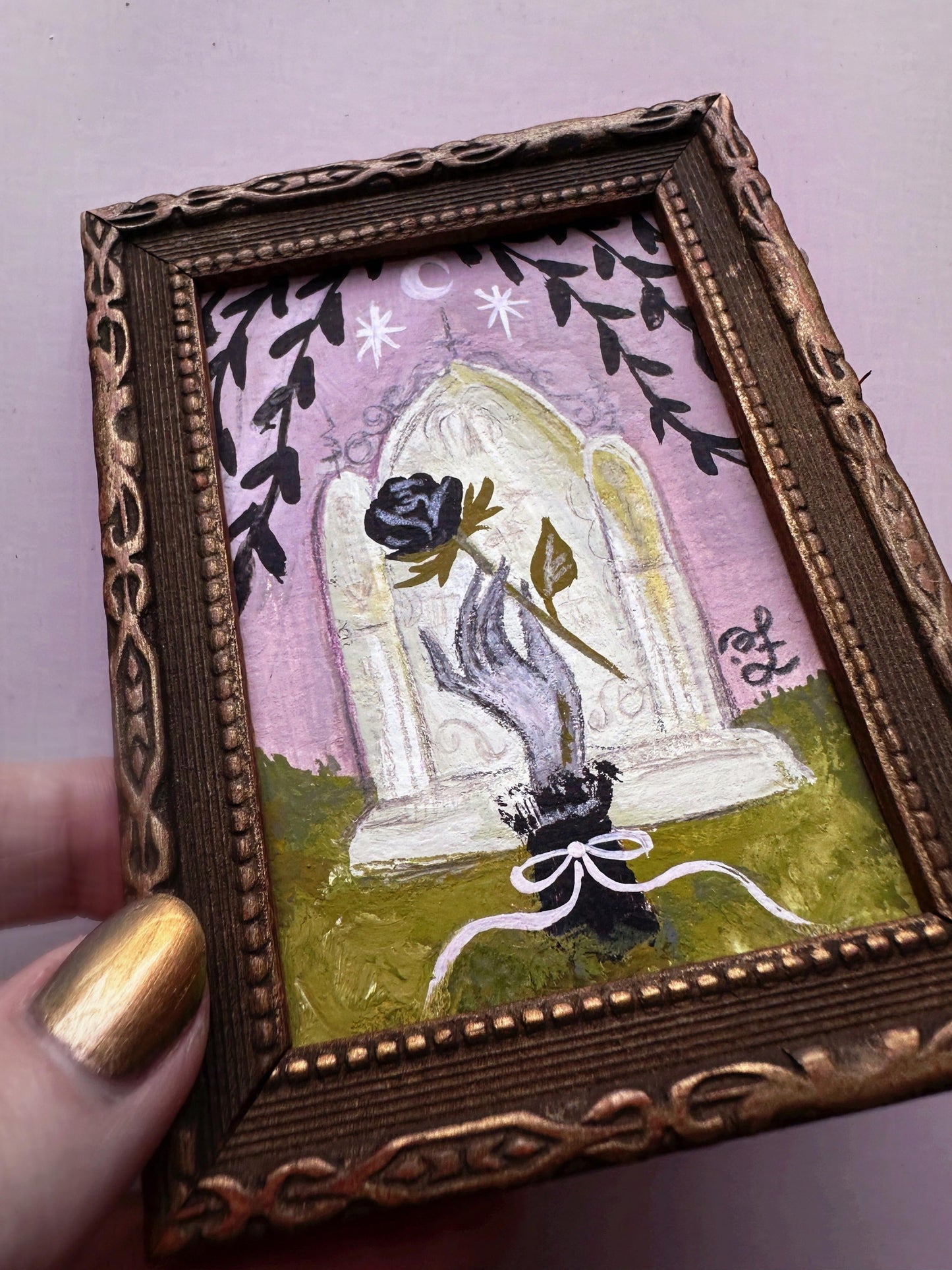 Undead 🎃 Framed Mini Original Drawlloween Painting