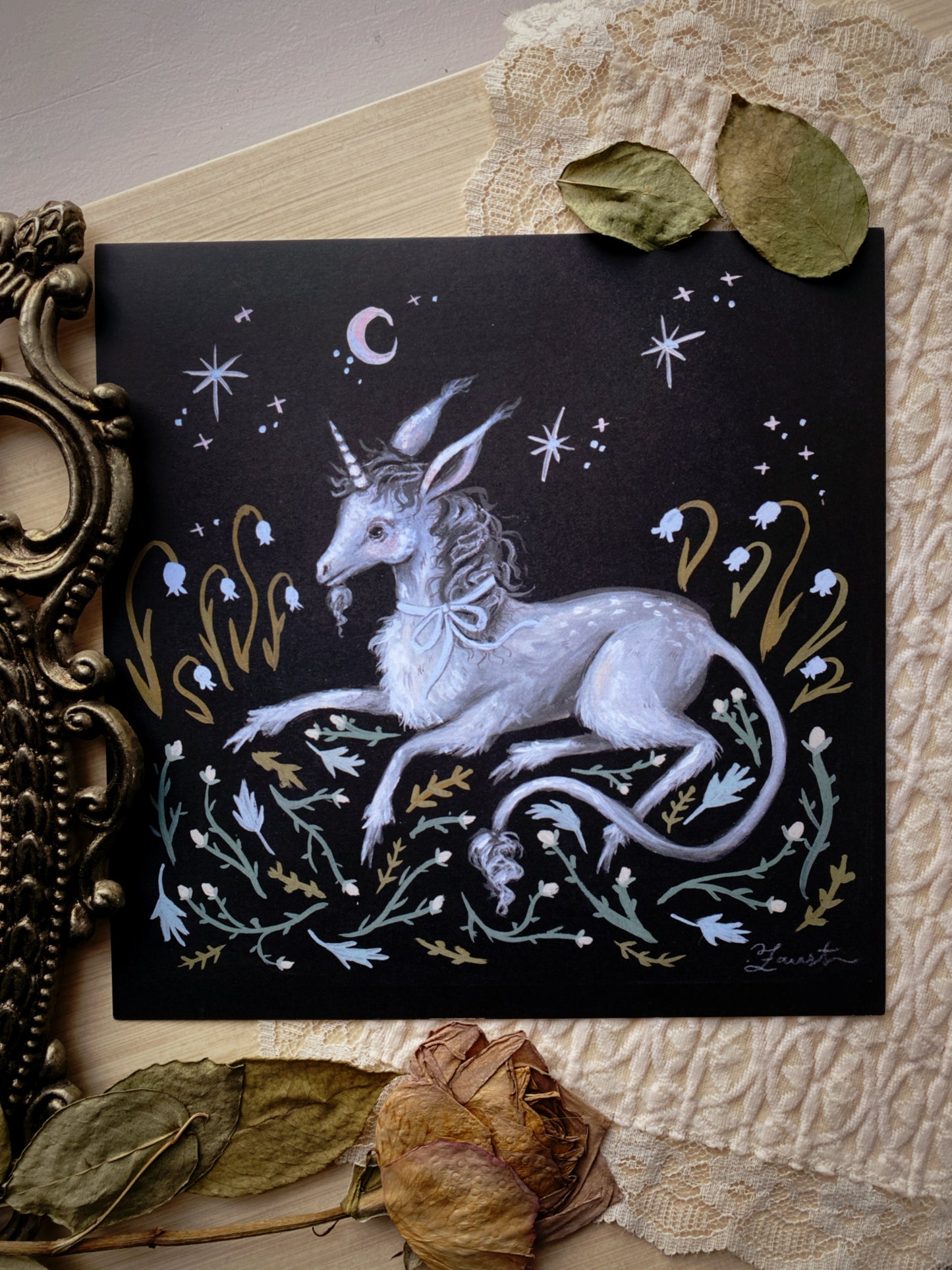 Unicorn in Springtime - 8x8 Art Print