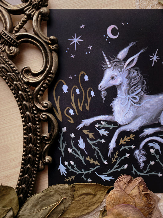 Unicorn in Springtime - 8x8 Art Print