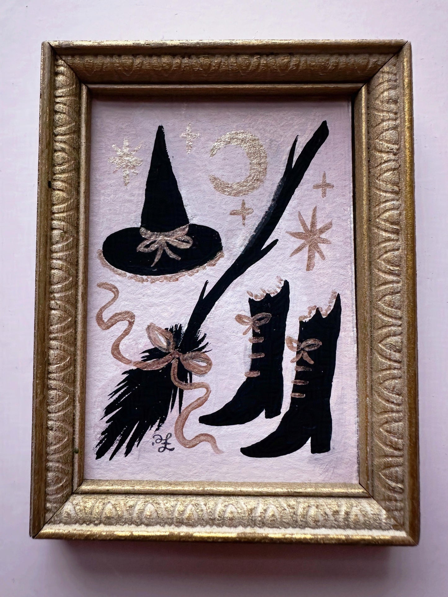 Witch! 🎃 Framed Mini Original Drawlloween Painting