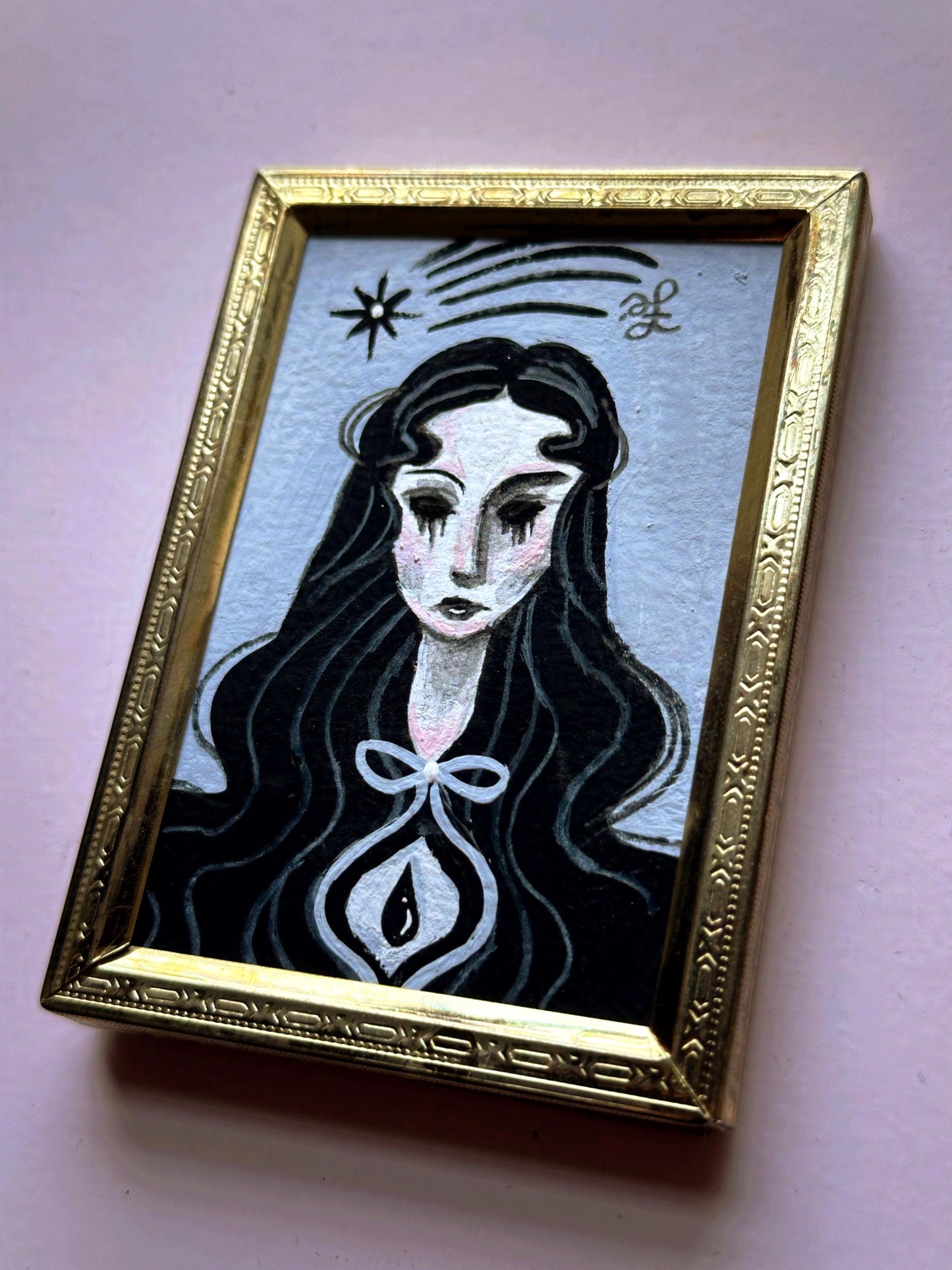 Dark Water 🎃 Framed Mini Original Drawlloween Painting