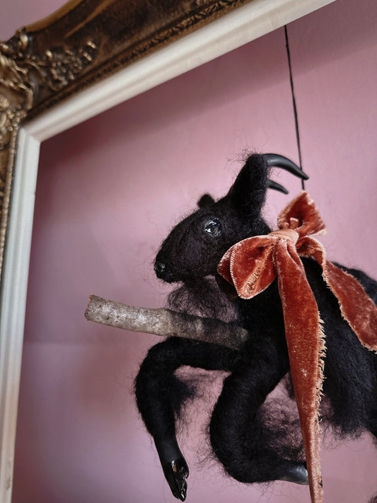 Black Phillip on a Broom ✦ in Bramble Velvet
