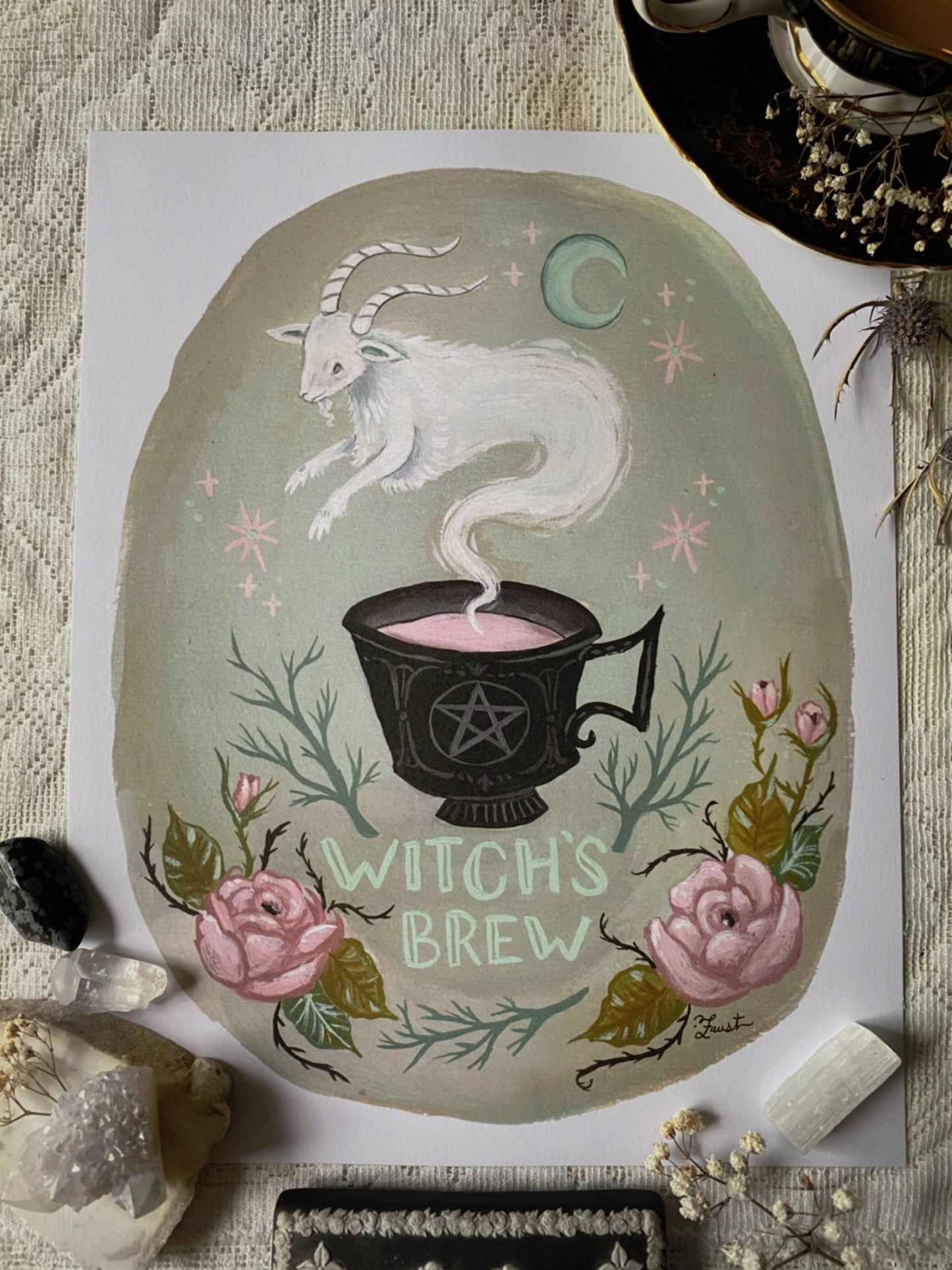 Witch's Brew Ghostea 8x10 Art Print