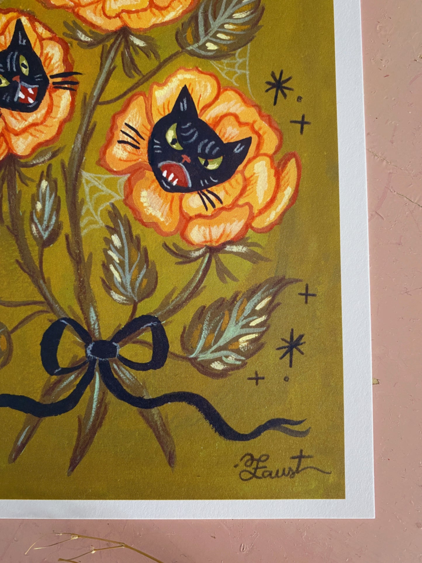 Spooky Cat Bouquet - 5x7 Art Print - Prints for a Cause