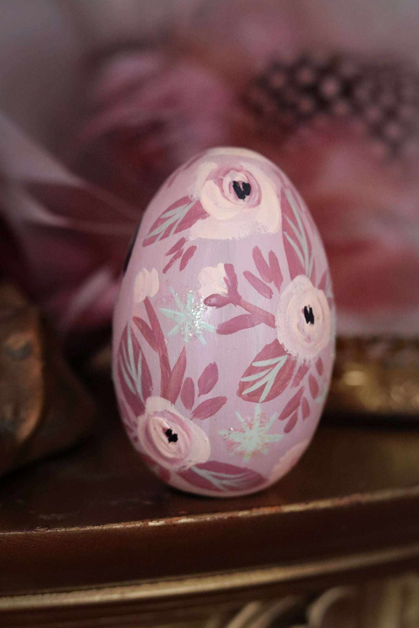 Black Swan Hand-Painted Wooden Egg