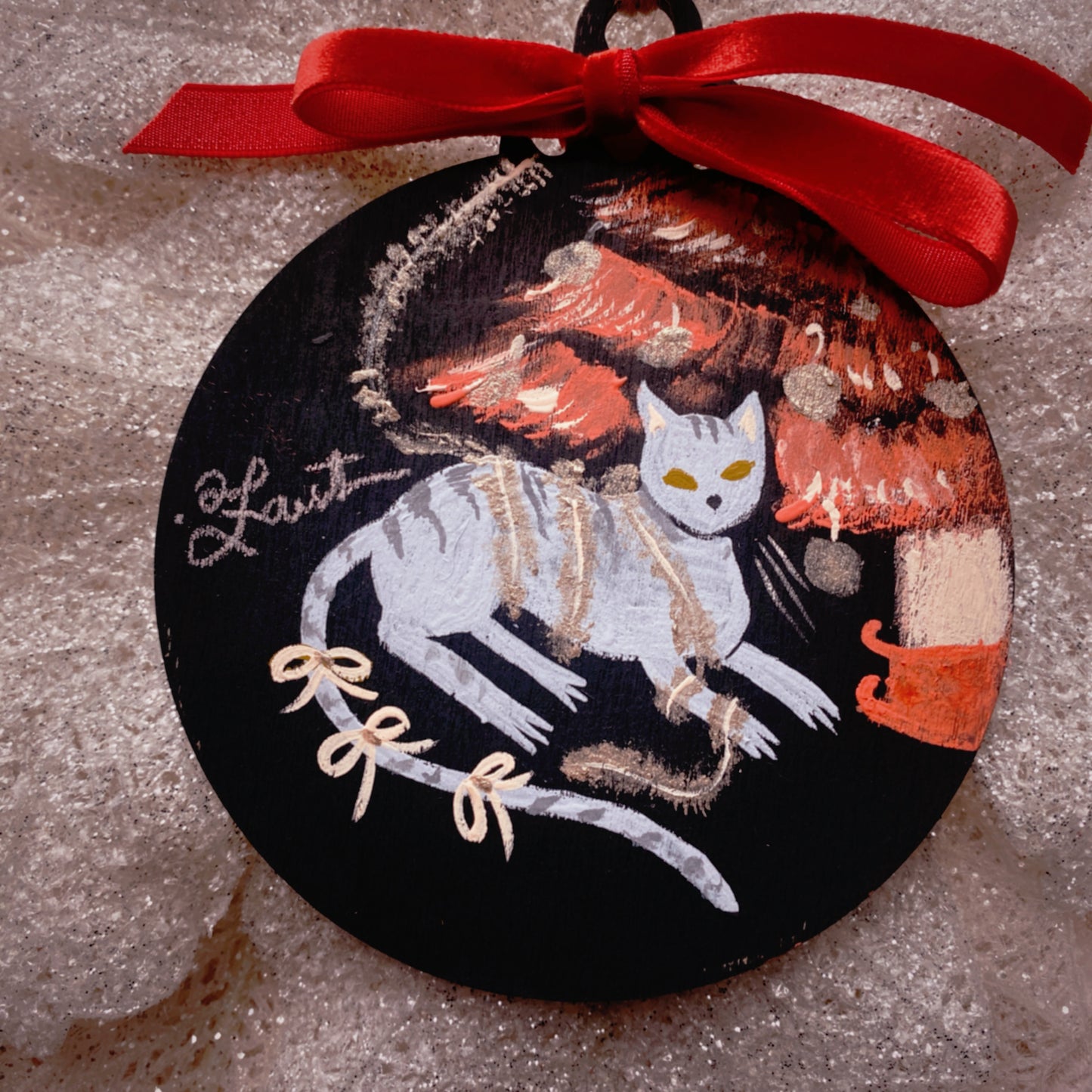 Merry Catmas in Dusty Tabby - Hand Painted Ornament