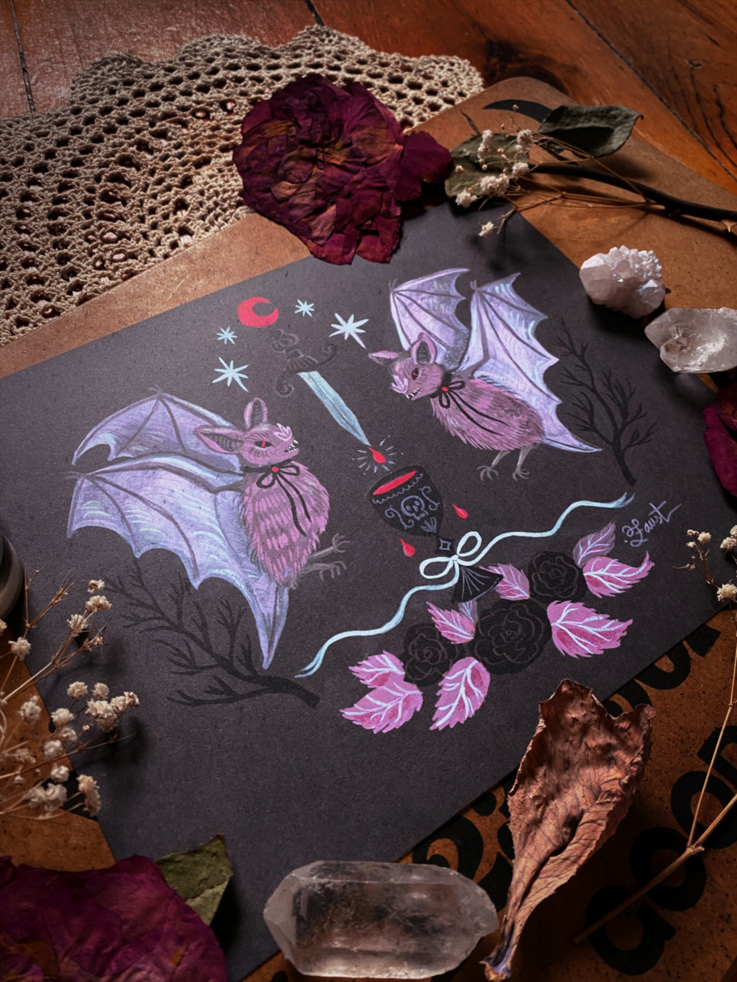 Baby Bat Blood Ritual - 8x10 Art Print
