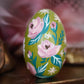 White Rabbit on Chartreuse Hand-Painted Wooden Egg