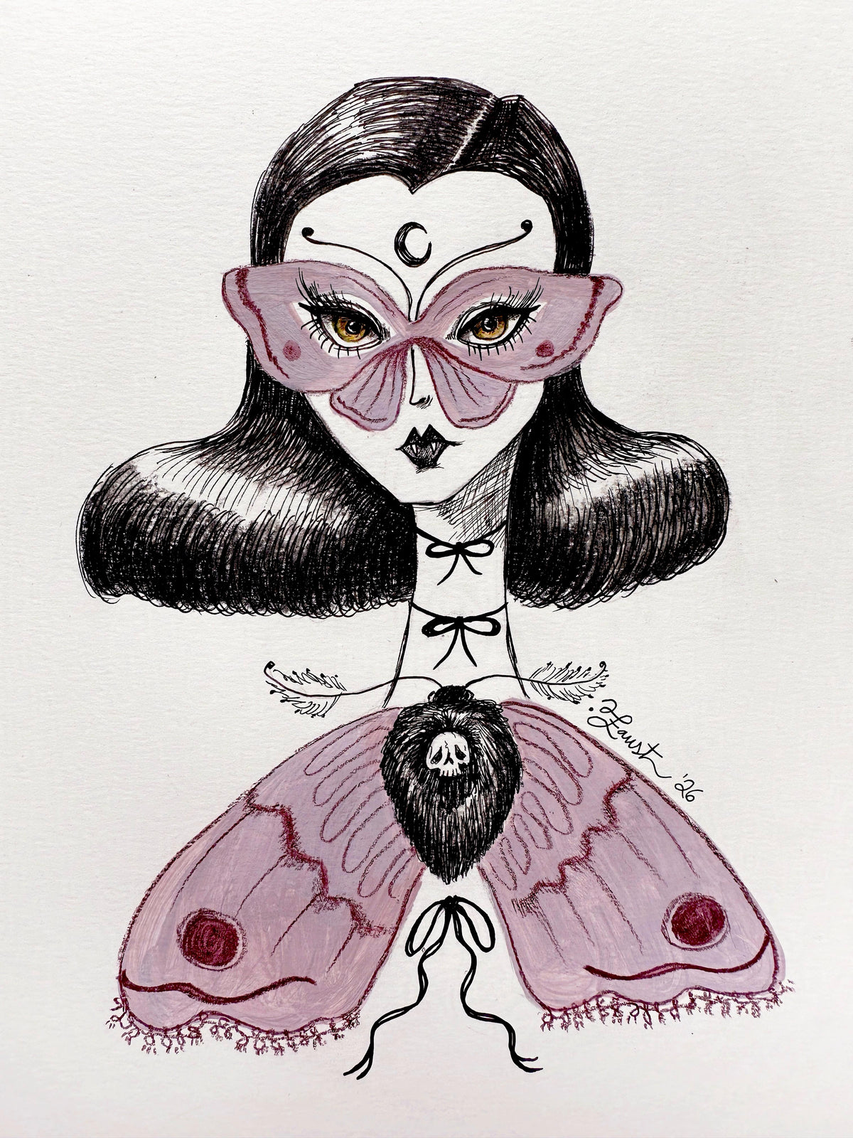 Moth Maiden 🎃 Original Drawlloween Painting