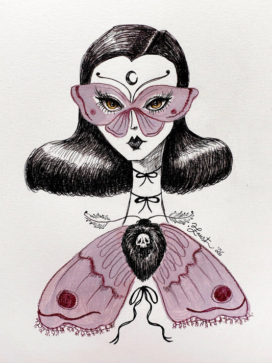 Moth Maiden 🎃 Original Drawlloween Painting