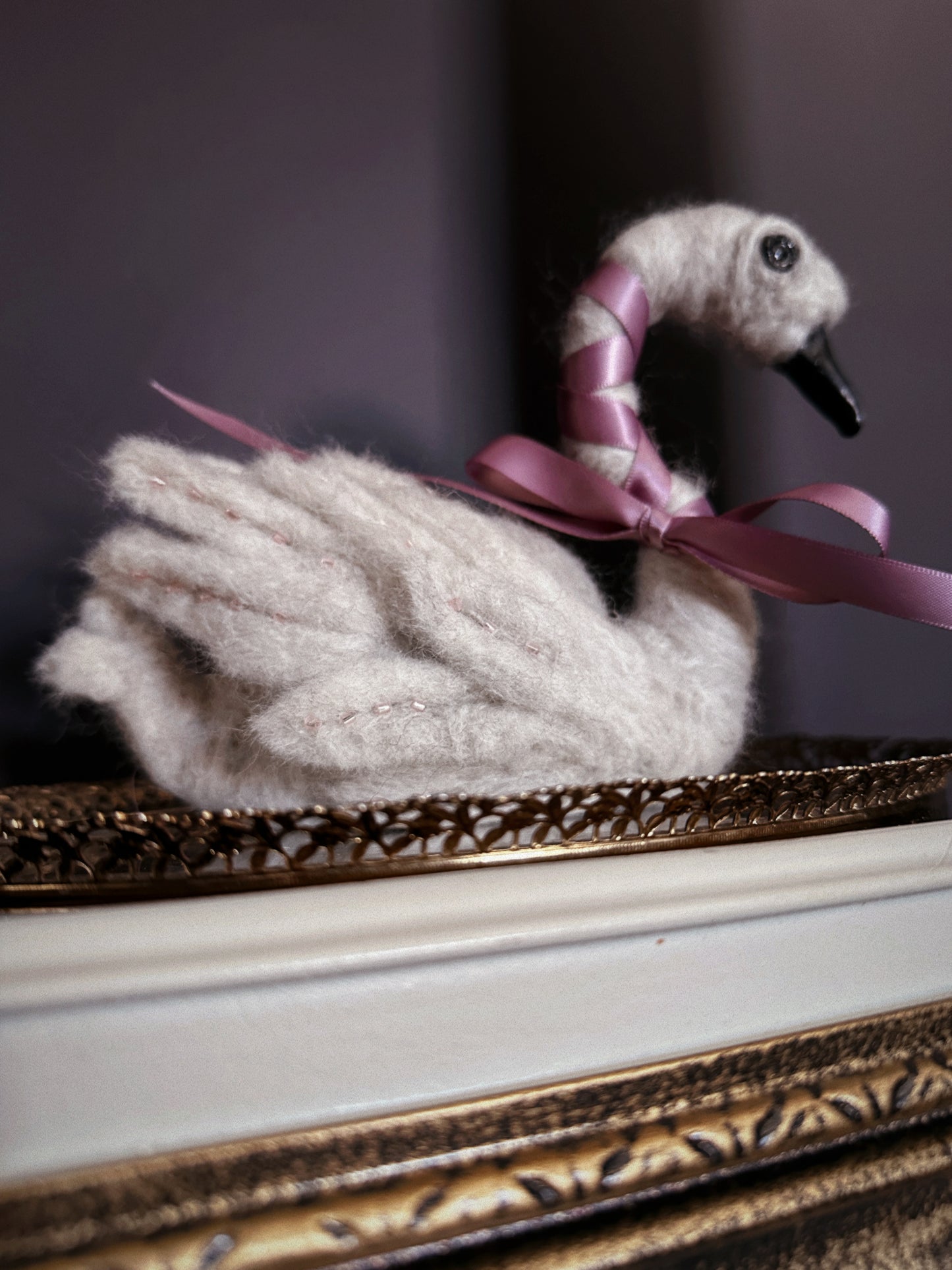 Felted White Swan Queen