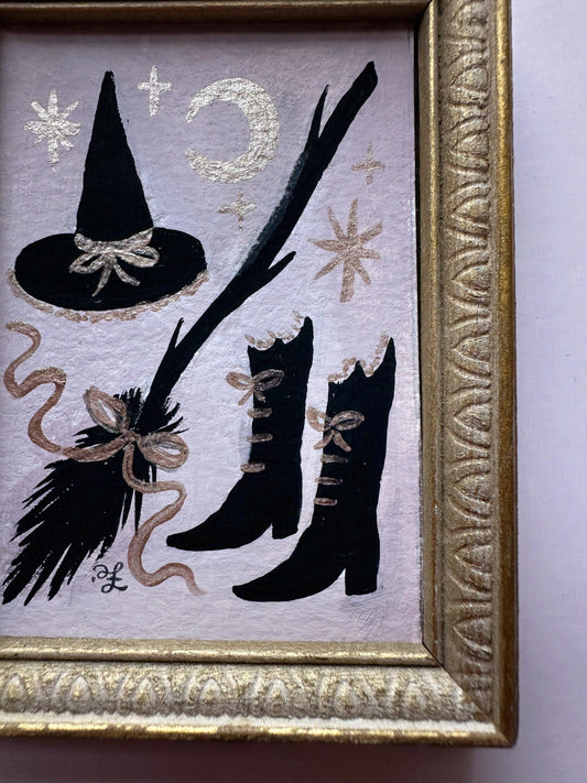 Witch! 🎃 Framed Mini Original Drawlloween Painting