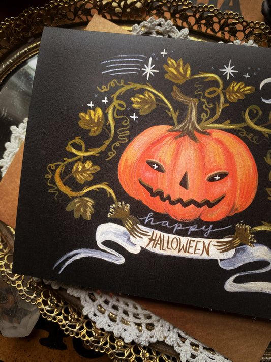 Orange Pumpkin ✦ Happy Halloween Card