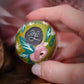 White Rabbit on Chartreuse Hand-Painted Wooden Egg