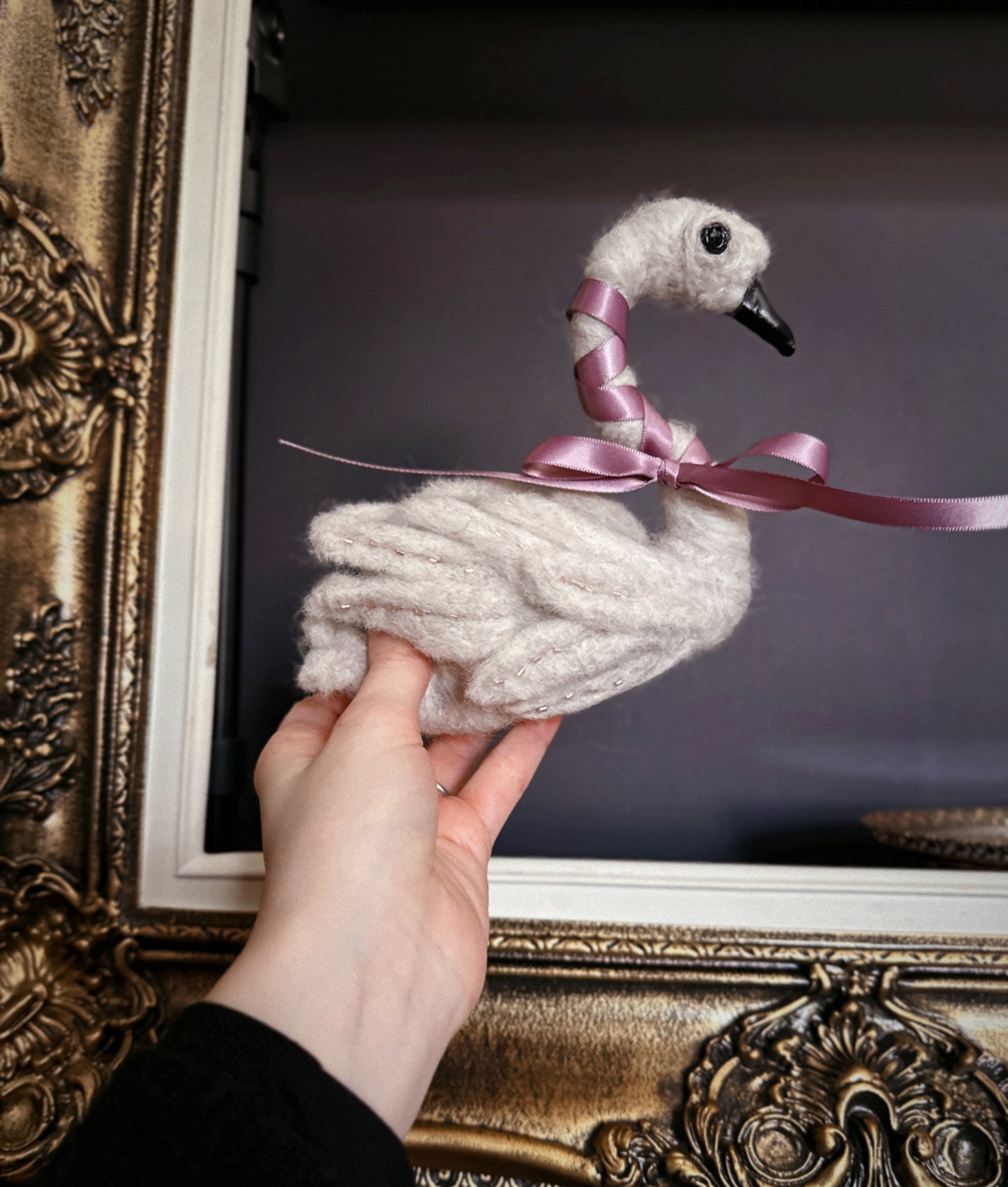 Felted White Swan Queen