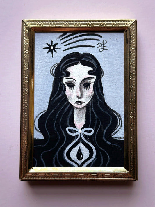 Dark Water 🎃 Framed Mini Original Drawlloween Painting