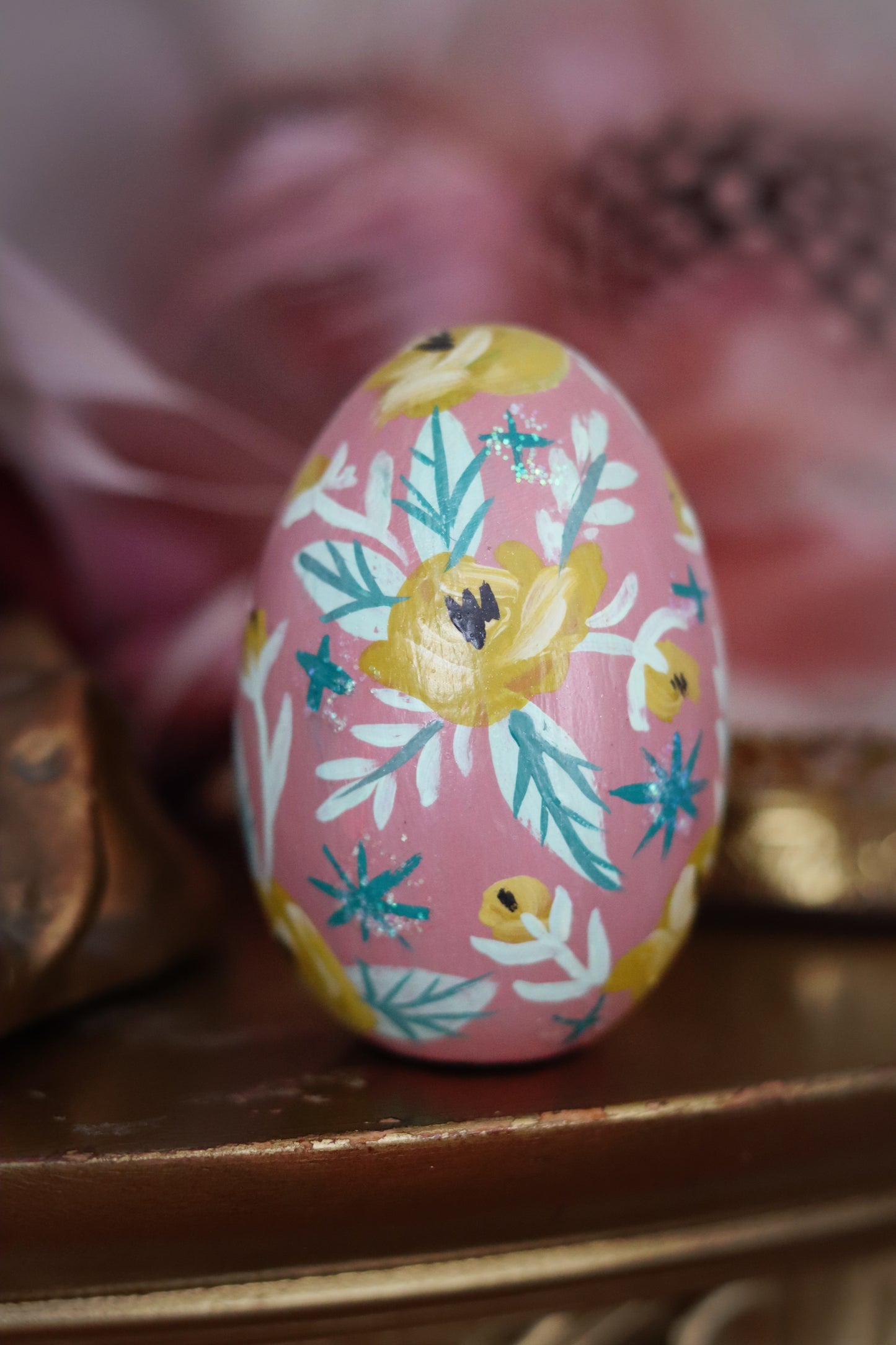 Black Rabbit Hand-Painted Wooden Egg