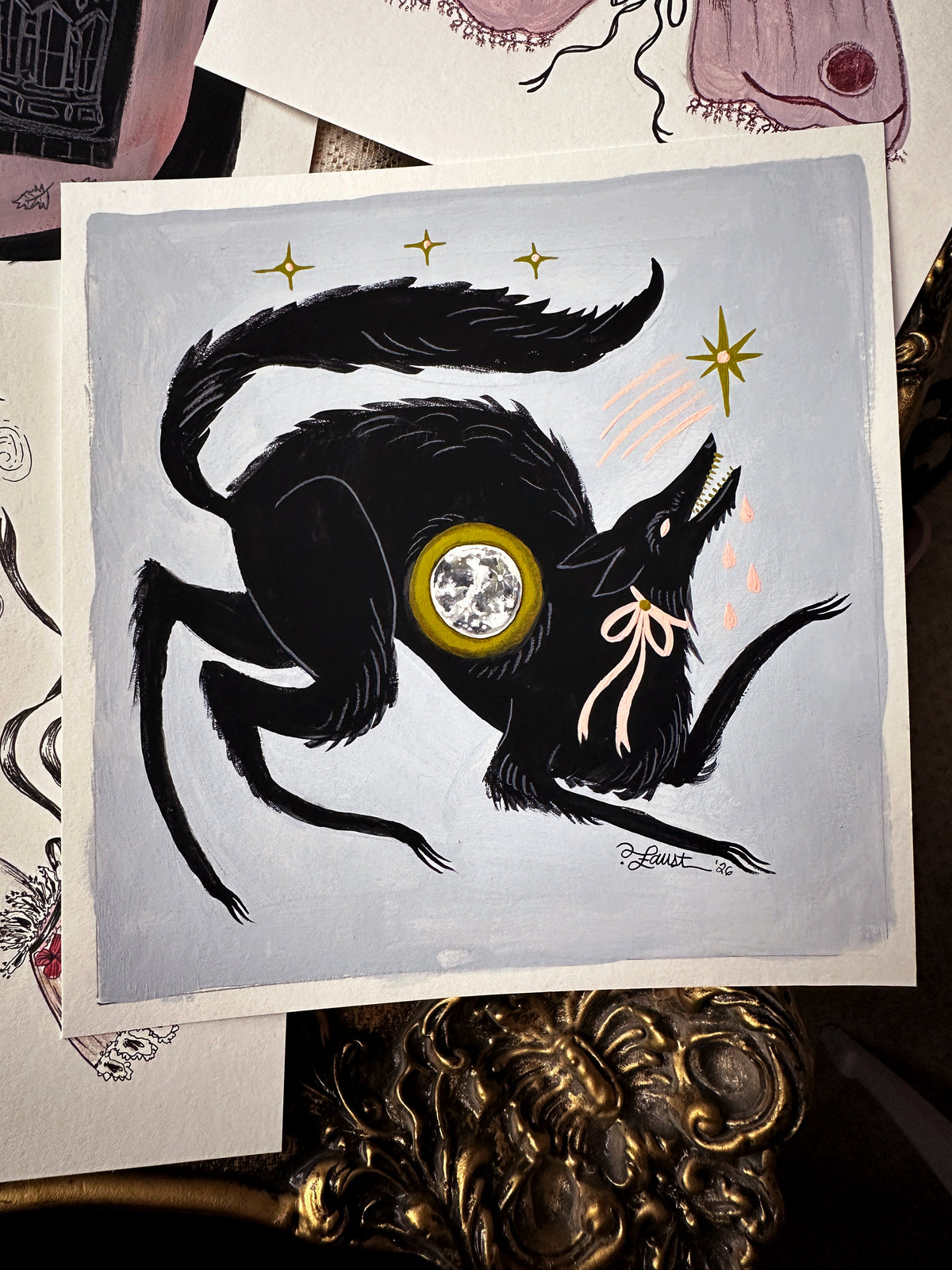 To Eat The Moon 🎃 Original Drawlloween Painting