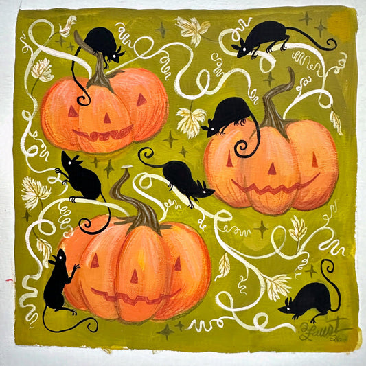 Tiny Terrors in the Pumpkin Patch 🎃 Original Drawlloween Artwork