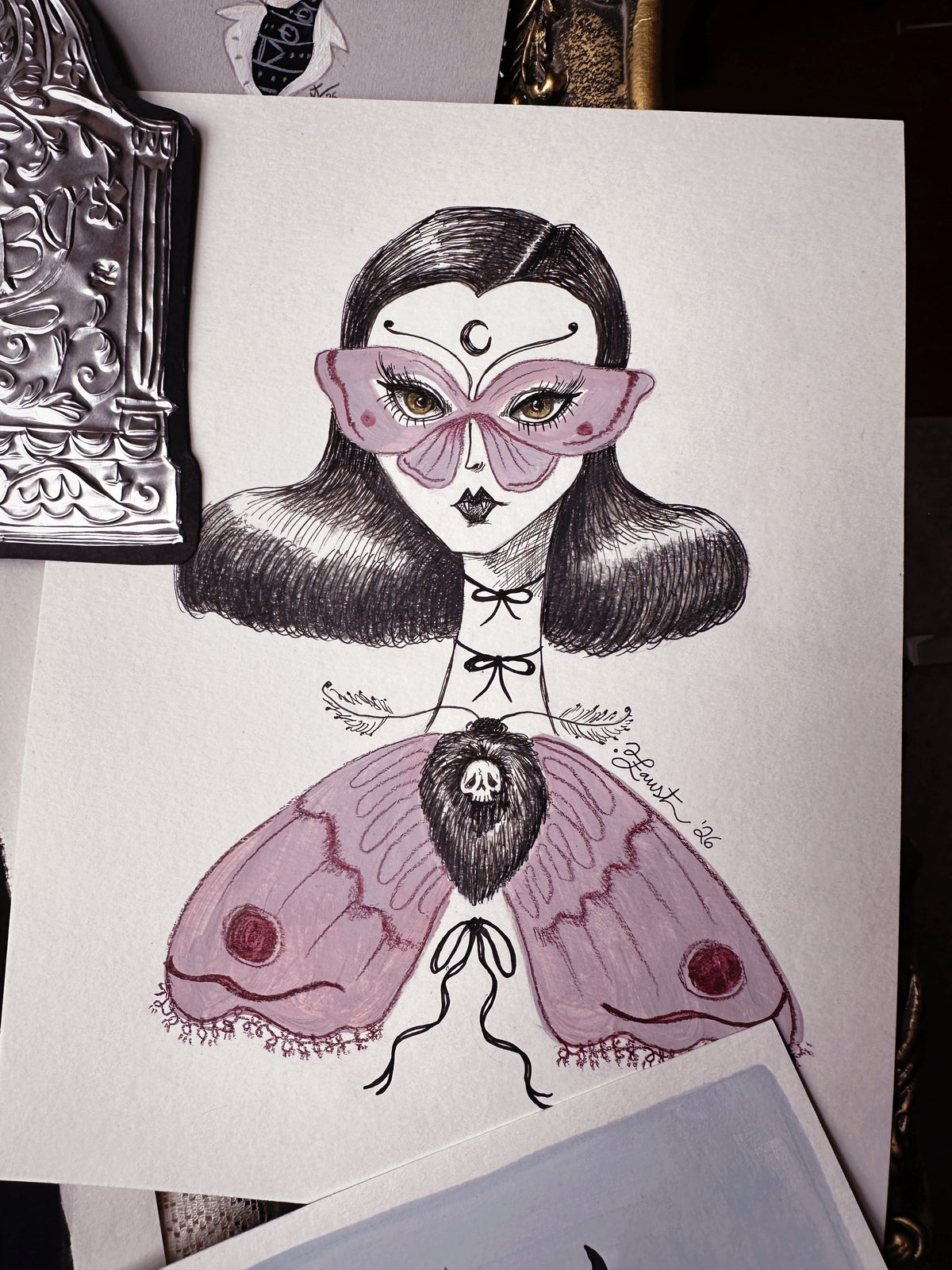 Moth Maiden 🎃 Original Drawlloween Painting