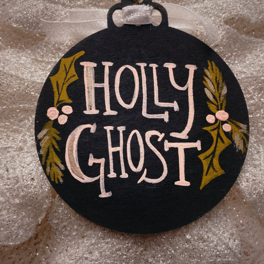 Holly Ghost - Hand Painted Ornament