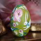 White Rabbit on Chartreuse Hand-Painted Wooden Egg