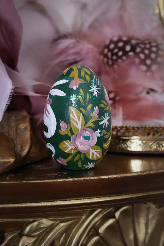 Ghost Bunny Hand-Painted Wooden Egg