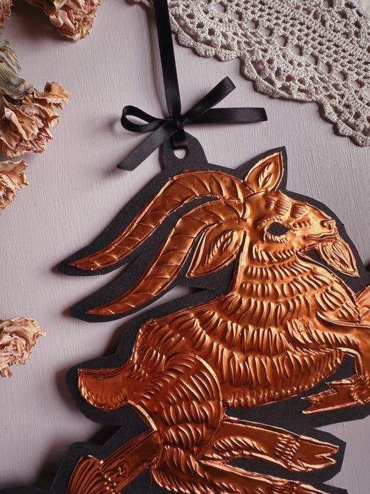 Copper Phillip on a Broom ✦ Hand Embossed Foil Decoration