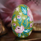 White Rabbit on Chartreuse Hand-Painted Wooden Egg