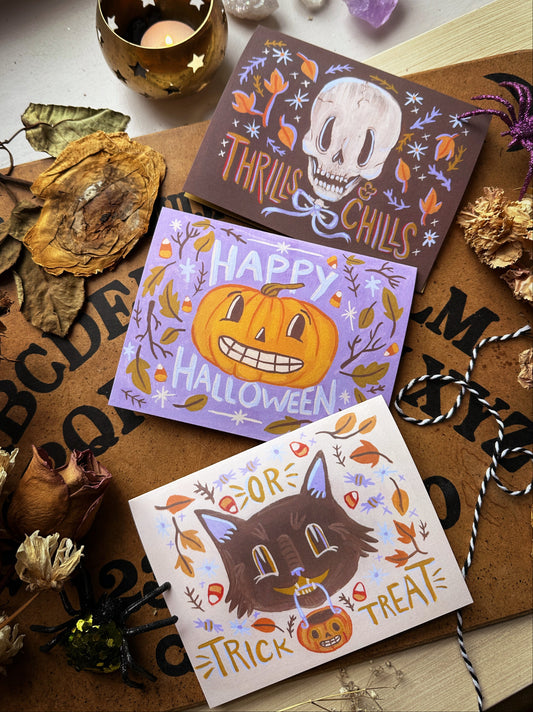 Vintage Halloween Cards ✦ Set of 3