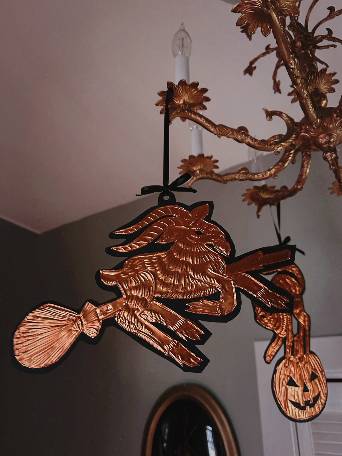 Copper Phillip on a Broom ✦ Hand Embossed Foil Decoration