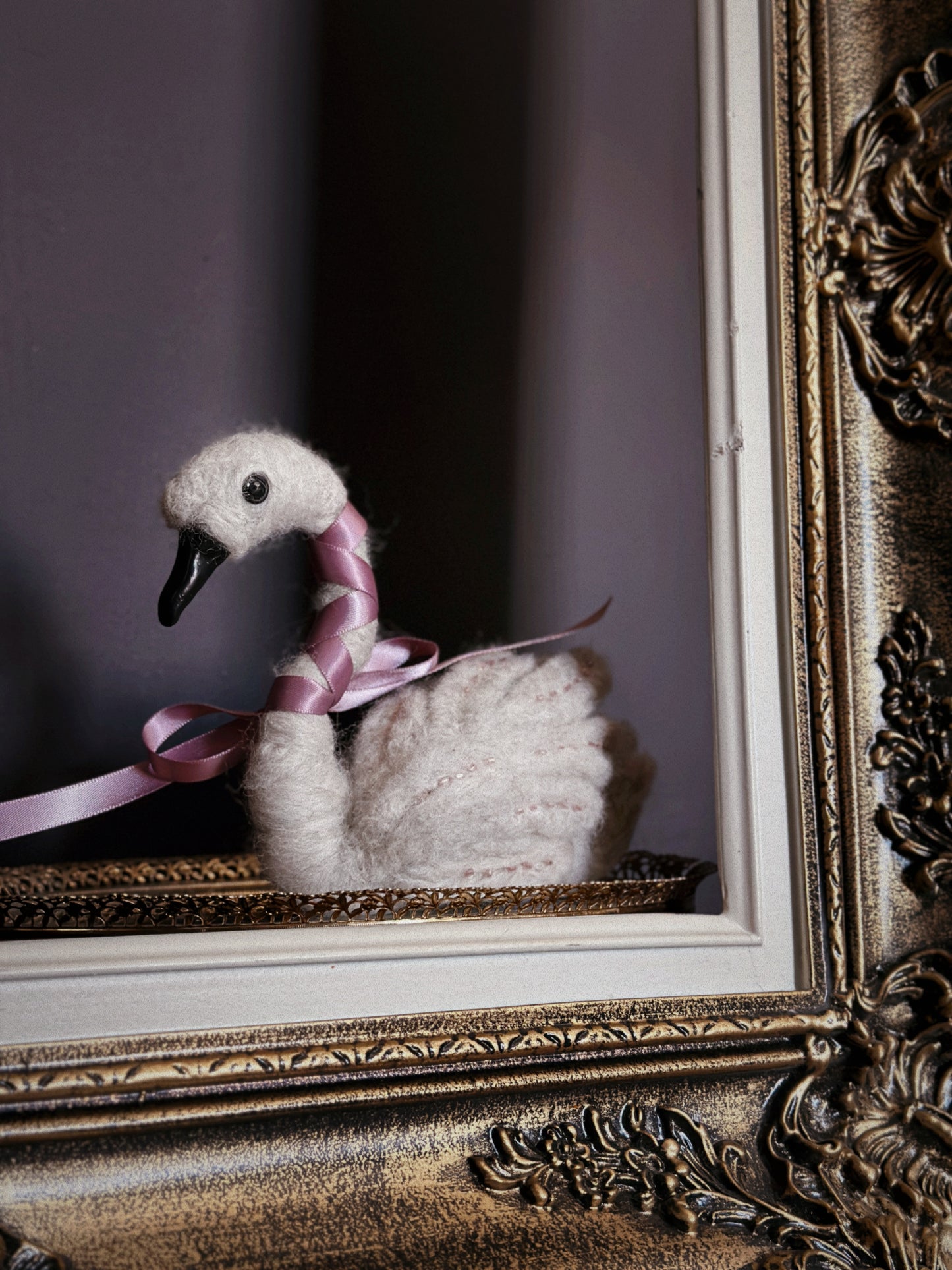 Felted White Swan Queen