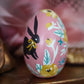 Black Rabbit Hand-Painted Wooden Egg