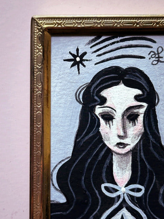 Dark Water 🎃 Framed Mini Original Drawlloween Painting