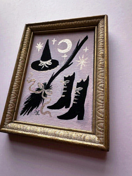 Witch! 🎃 Framed Mini Original Drawlloween Painting