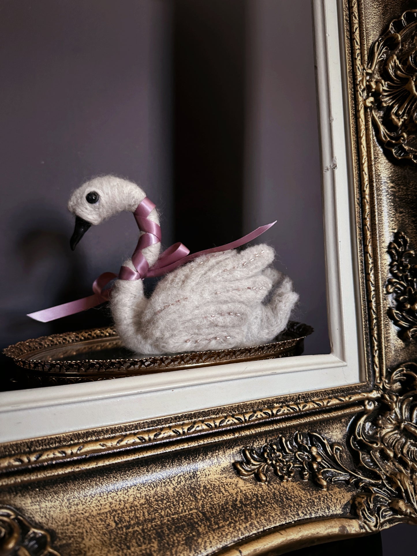 Felted White Swan Queen