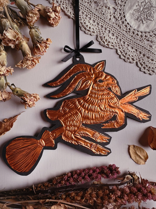 Copper Phillip on a Broom ✦ Hand Embossed Foil Decoration