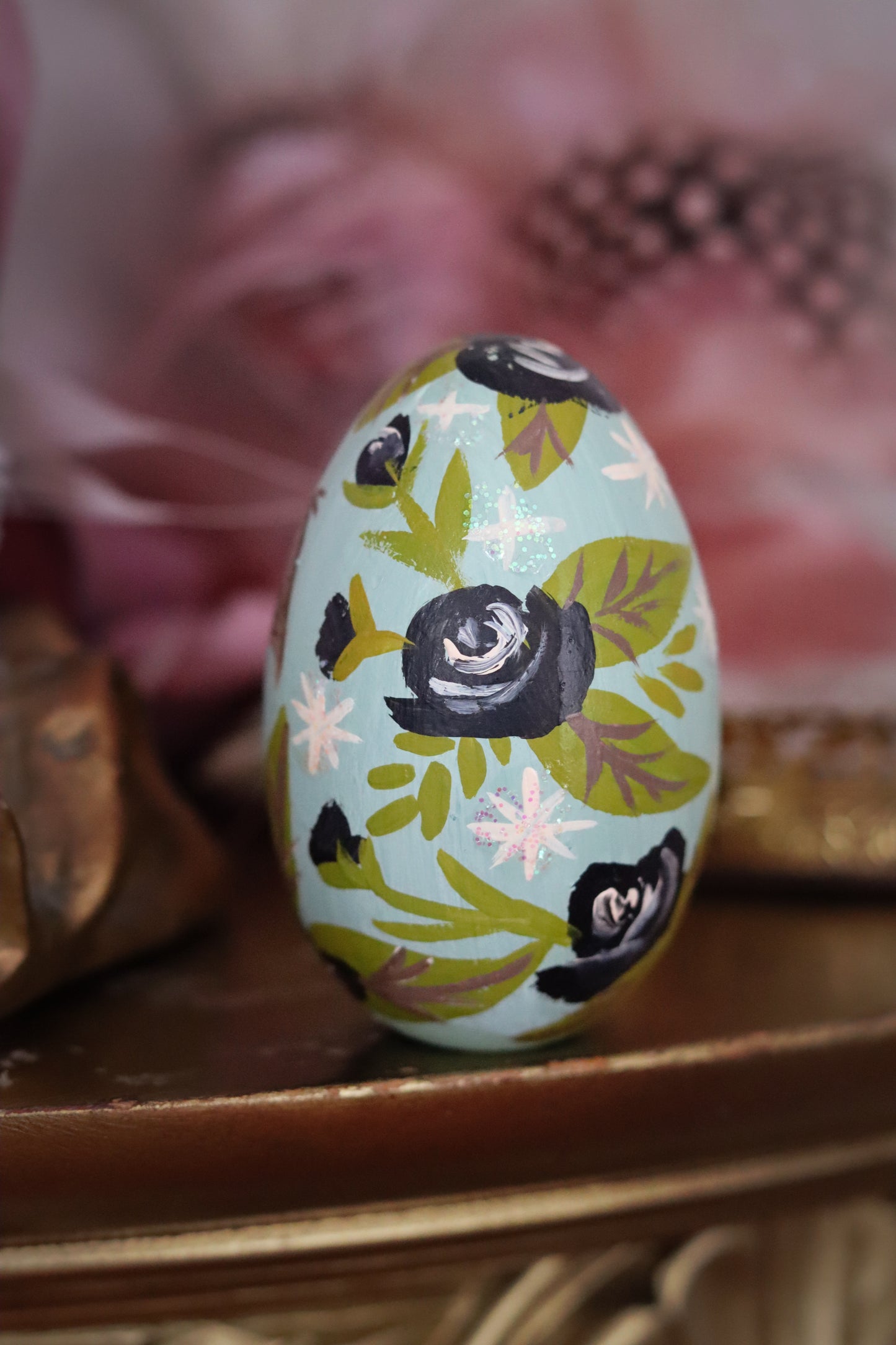 Baby Bat Hand-Painted Wooden Egg