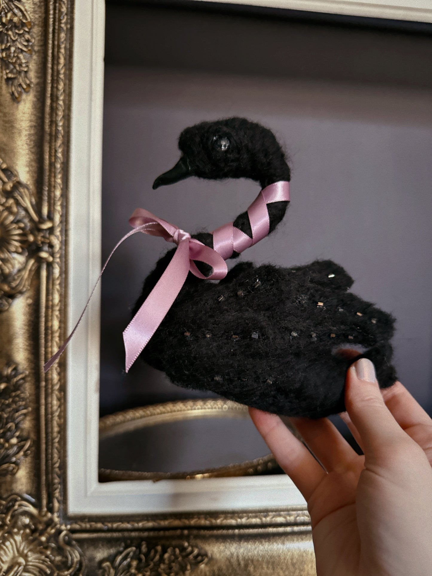 Felted Black Swan Queen