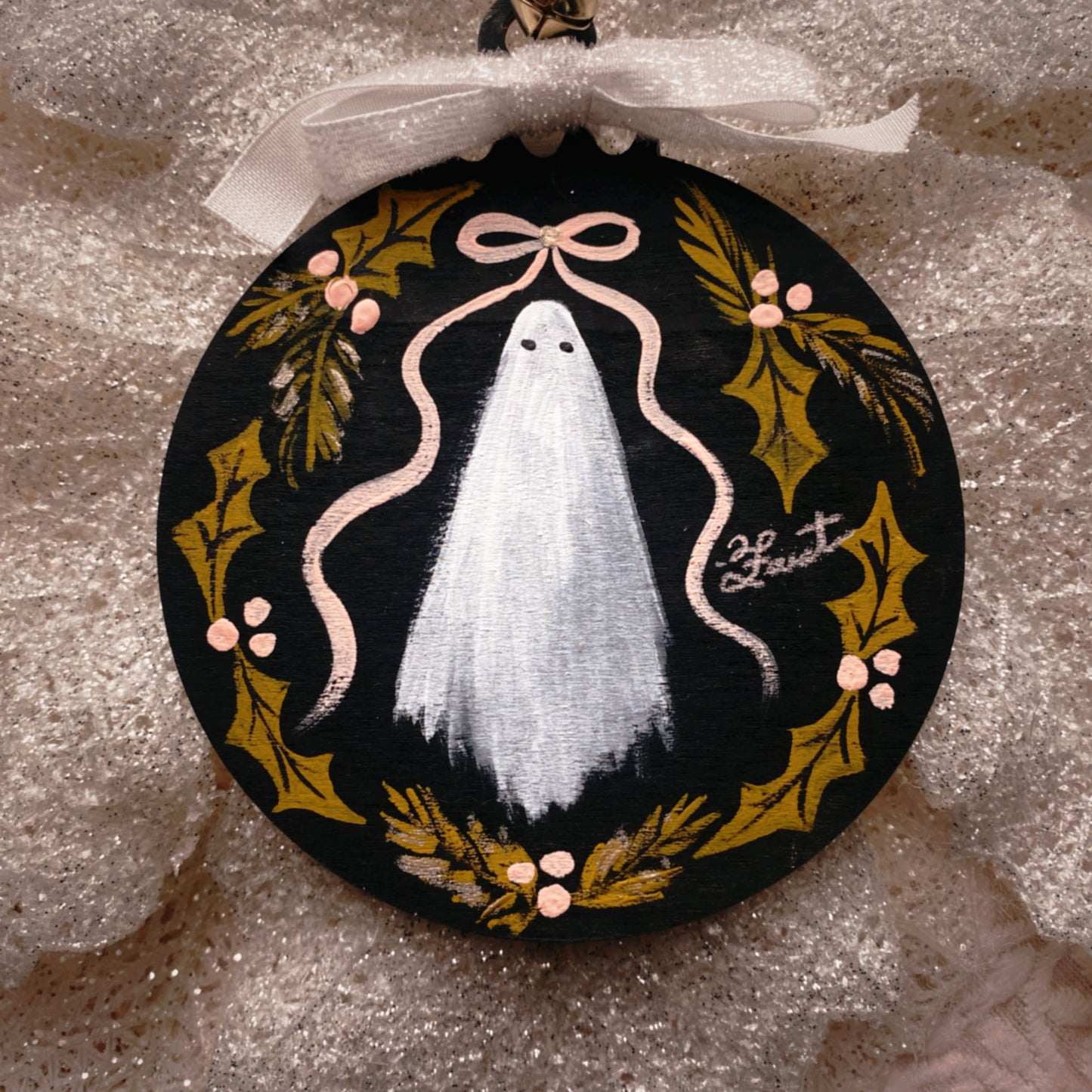 Holly Ghost - Hand Painted Ornament