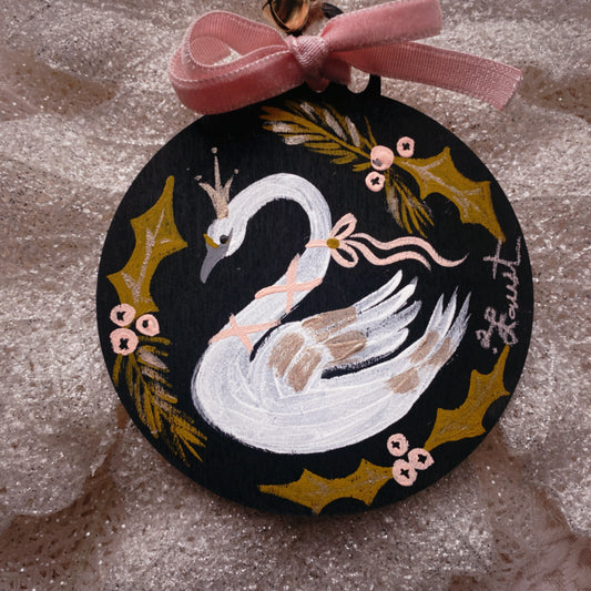 White Swan Queen - Hand Painted Ornament