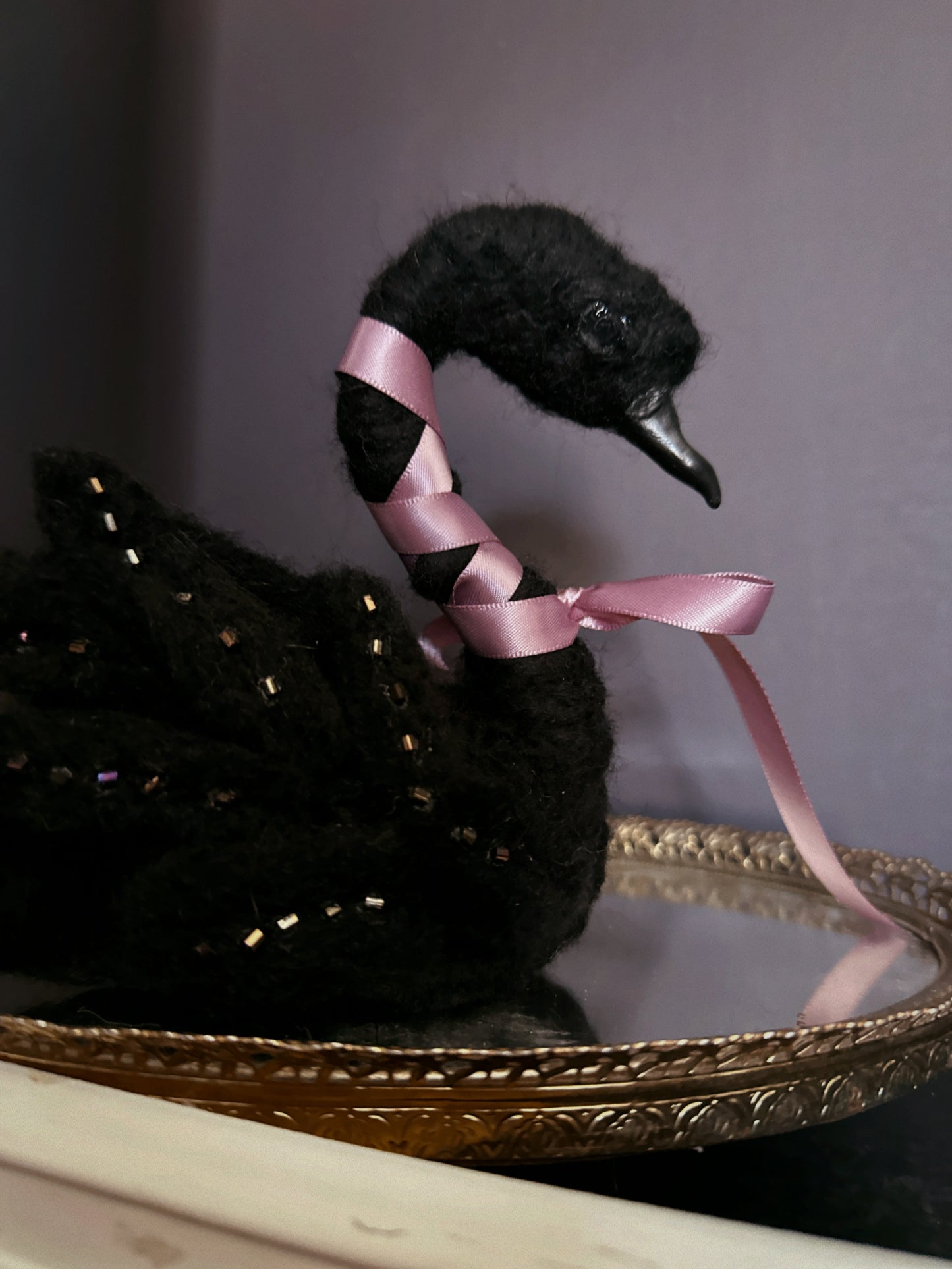 Felted Black Swan Queen