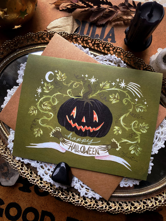Black Pumpkin ✦ Happy Halloween Card