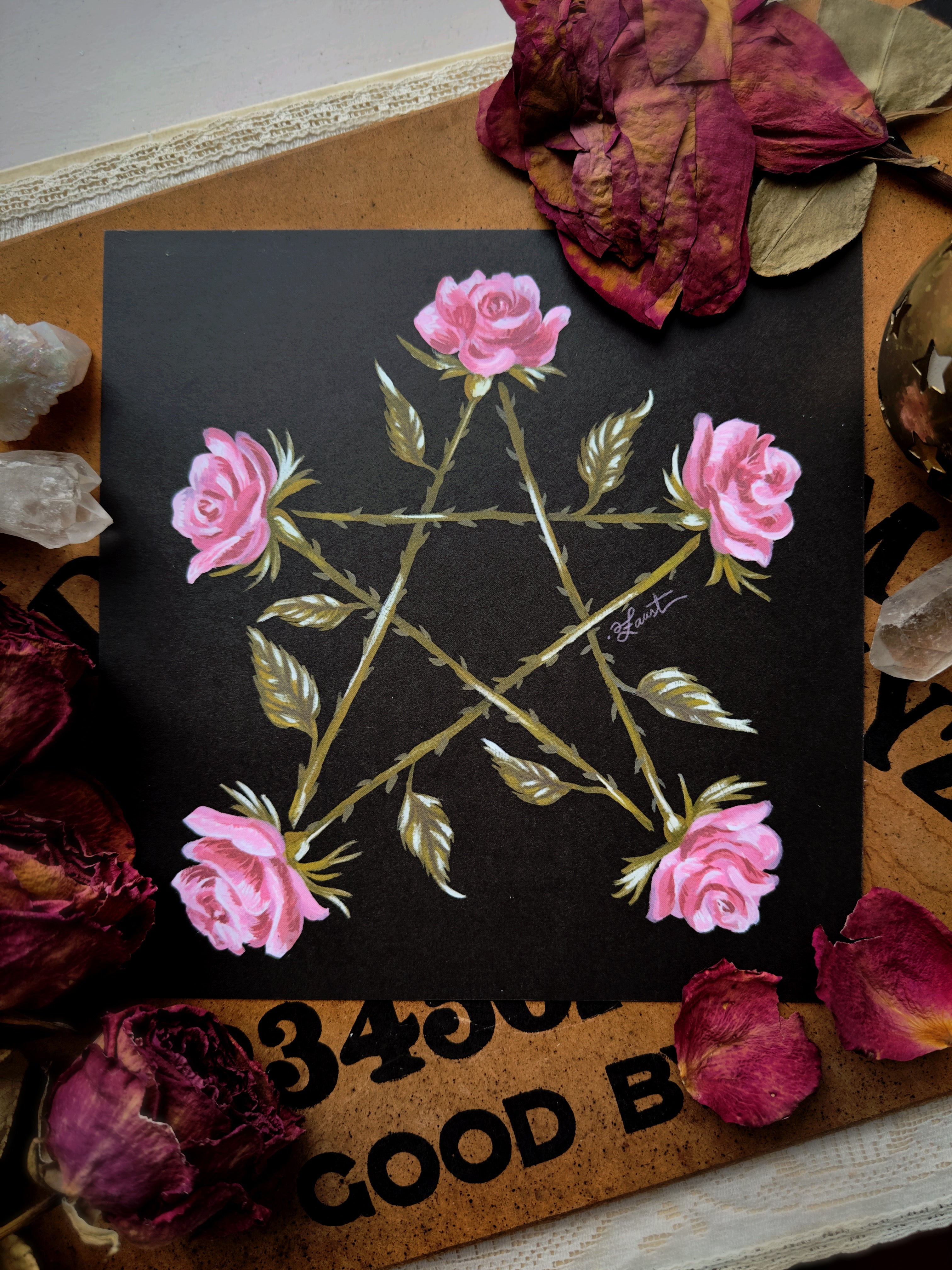 Pentagram of Roses ✦ 8x8 Art Print – Olivia Faust