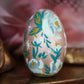 White Rabbit on Gold Hand-Painted Wooden Egg