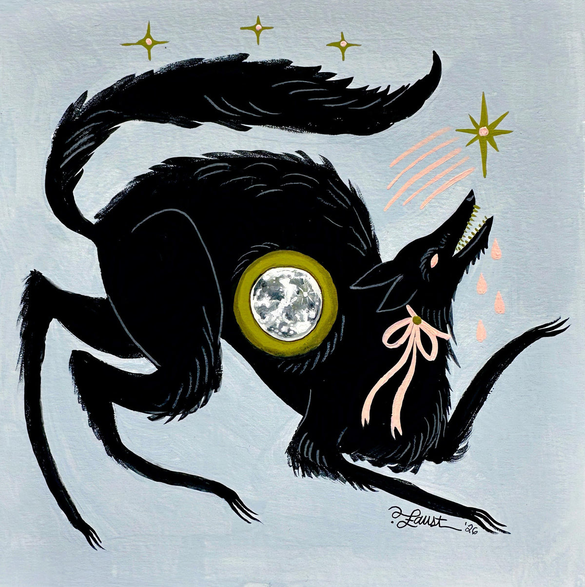 To Eat The Moon 🎃 Original Drawlloween Painting