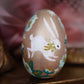 White Rabbit on Gold Hand-Painted Wooden Egg